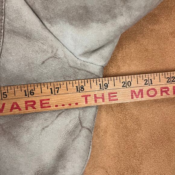 Y2K Shearling Sheepskin Penny lane Fur Leather Coat Blue Fox Trim S-M - Picture 13 of 15